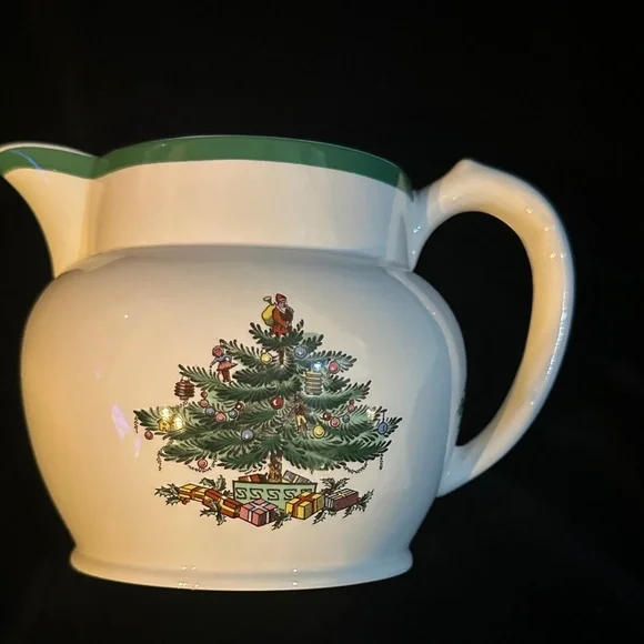 Spode Festive Green and White Christmas Tree Pitcher - Picture 1 of 4
